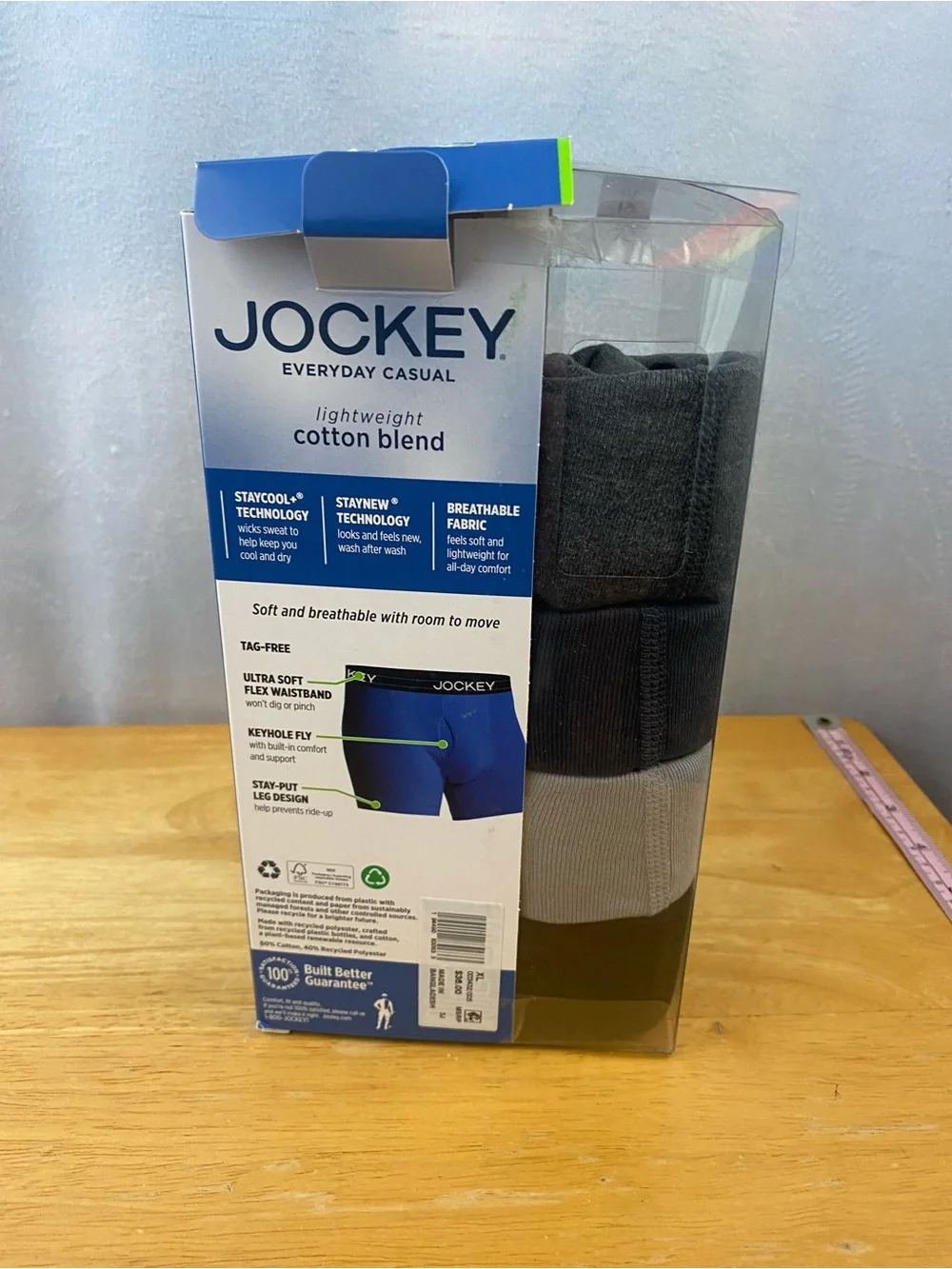 Jockey Men's Lightweight Cotton Blend Boxer Briefs - 4 items